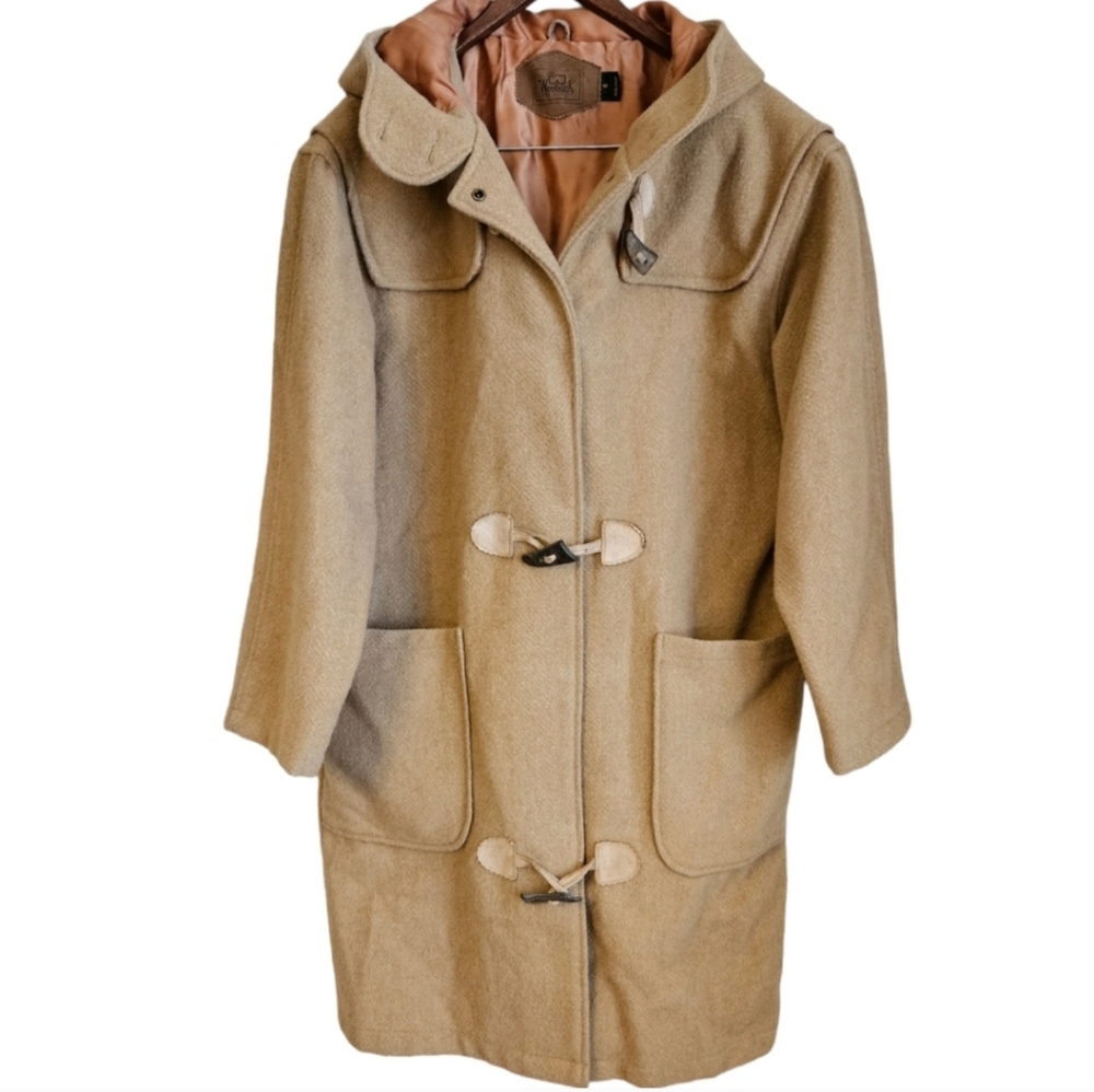 Woolrich Vintage Wool Duffel Tan Camel Long Coat Sz M
